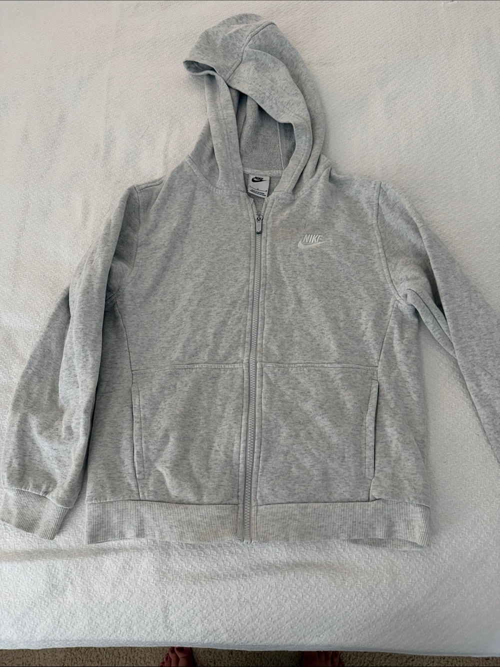 Nike Kids Light Gray Full-Zip Hooded Sweatshirt